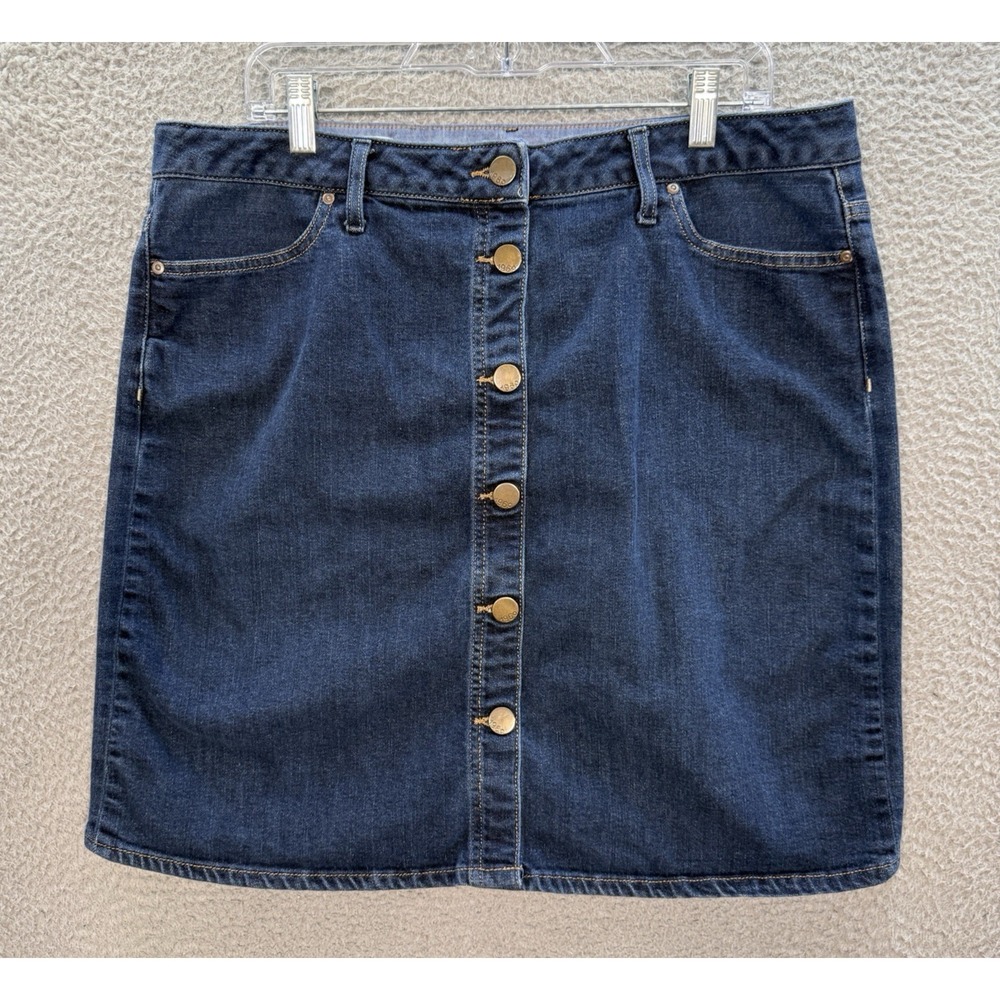 Gap 1969 Skirt Womens 33/16 Blue Denim Front Button Pencil Knee Length Preppy